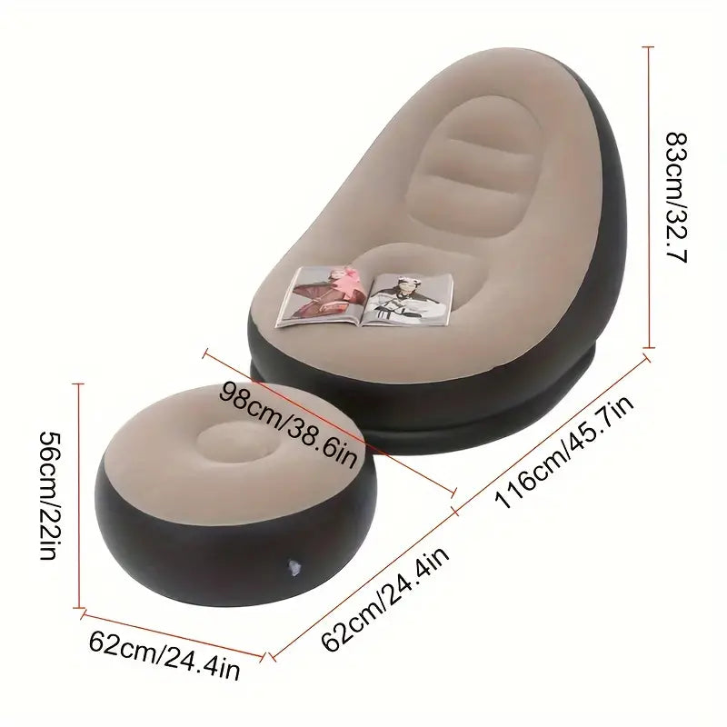 🛋️ Poltrona Inflável Ultra Lounge com Pufe 🛋️✨
