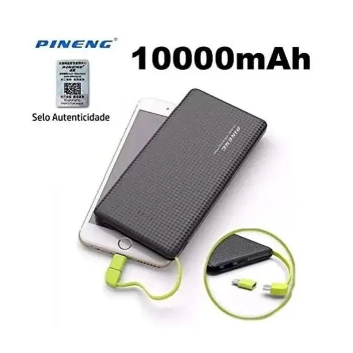 Carregador portátil para celular Android e IOS (Iphone) PINENG -Power Bank 10.000mAh