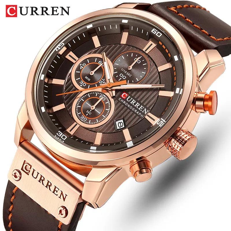 CURREN -  Relógio masculino com pulseira de couro. ⌚